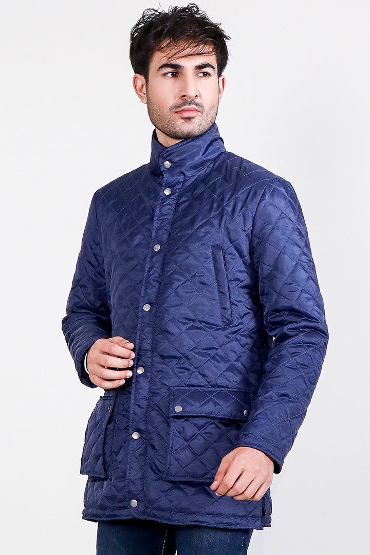 Vincent Ally Quilted Blue Windbreaker Jacket Front