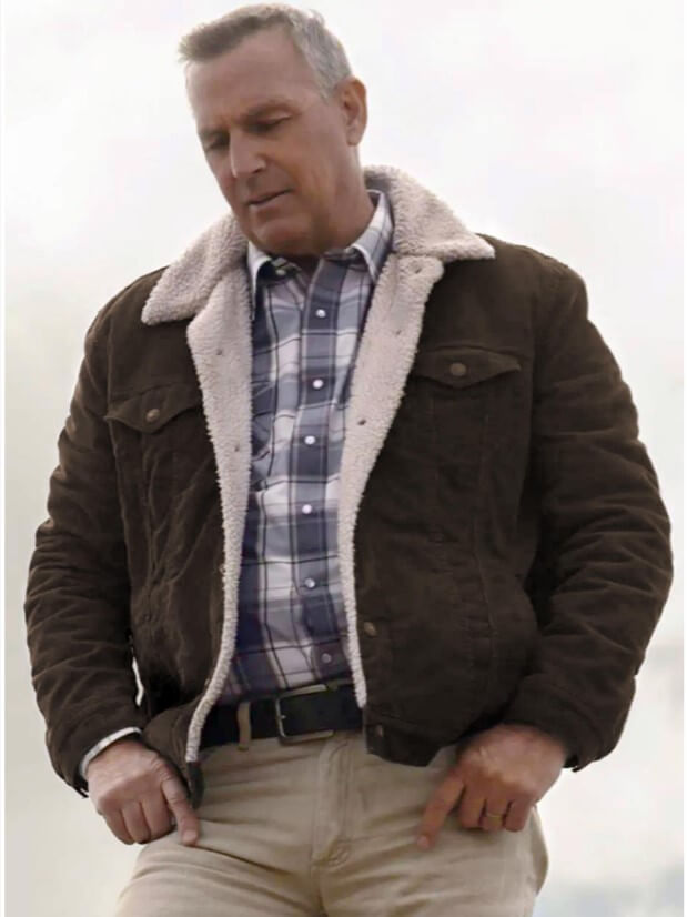 kevin-costner-Yellowstone-Brown-Faux-Fur-jacket