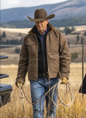 John Dutton Yellowstone Season 4 Kevin Costner Brown Quilted Jacket ...