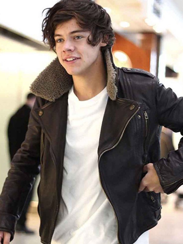 Harry-Styles-Fur-Collar-Brown-Leather-Jacket