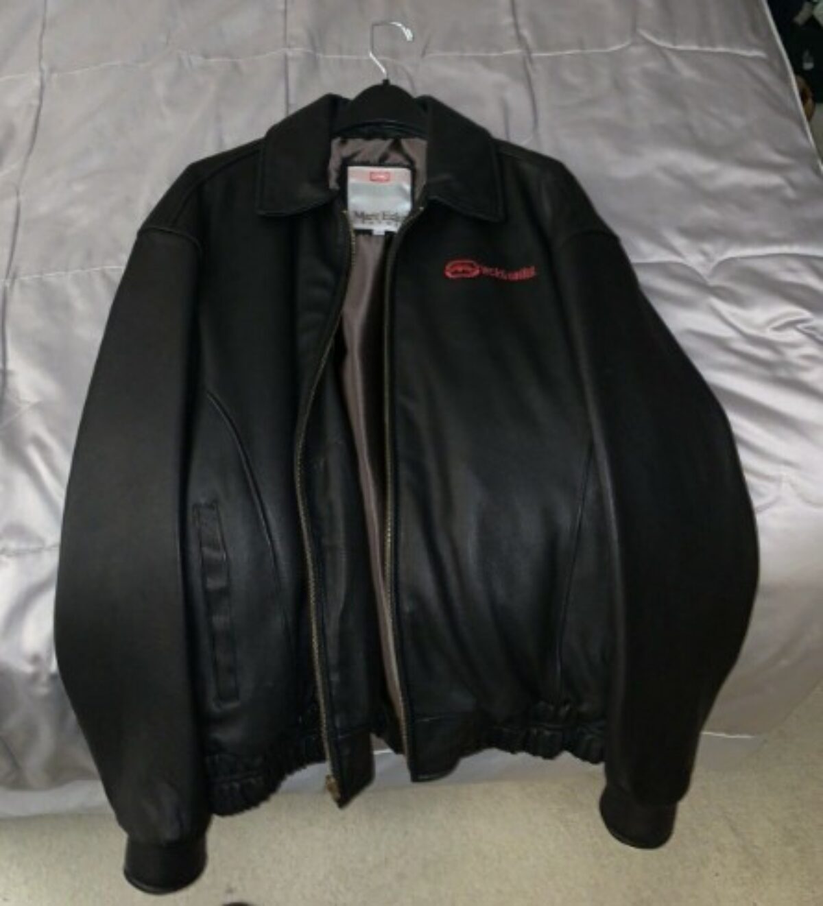 ECKO UNLTD 黒レザージャケット Mens Ecko Unltd Black Leather Jacket