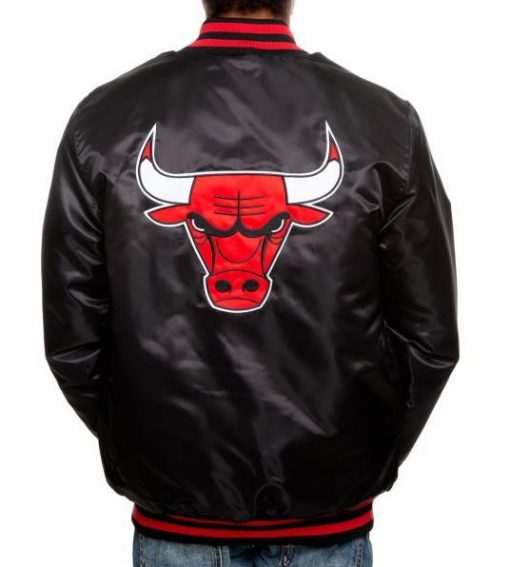 Chicago Bulls Black Satin Jacket | Skinler