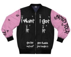 Ariana-Grande-7-Rings-Black-and-Pink-Bomber-Jacket.