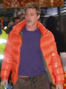 Brad-Pitt-Wolfs-Orange-Puffer-Jacket-open-style