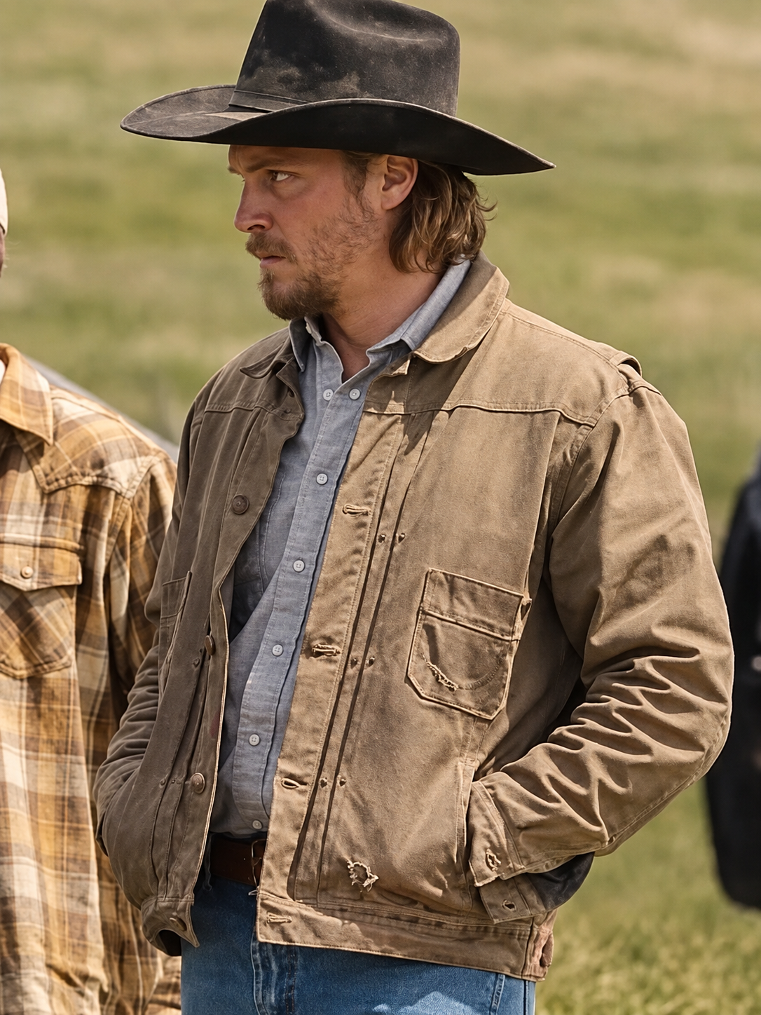 Kayce-Dutton-Marshals-2026-Luke-Grimes-Brown-Cotton-Jacket-Side