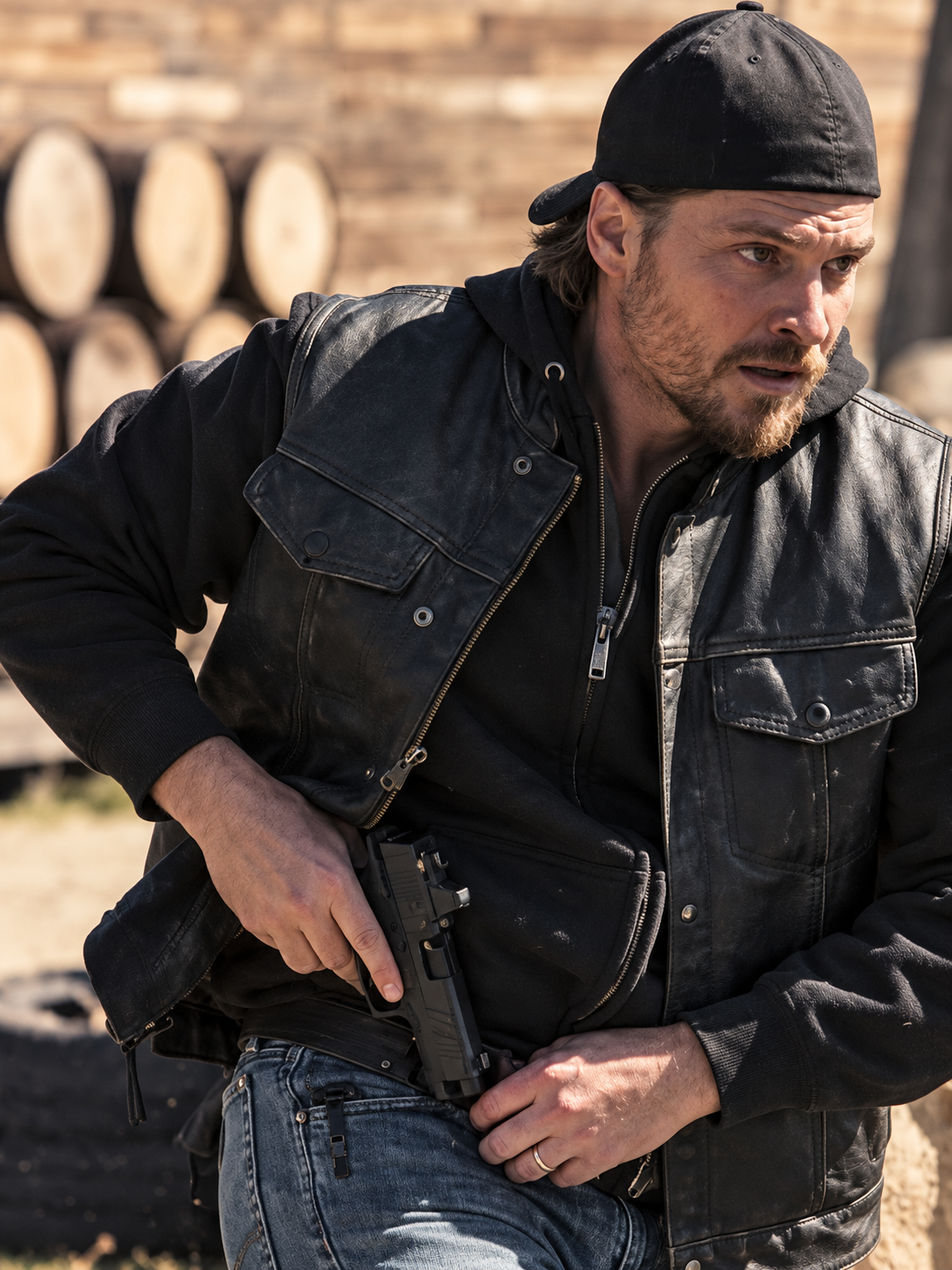 Luke-Grimes-Marshals-2026-Kayce-Dutton-Black-Leather-Vest